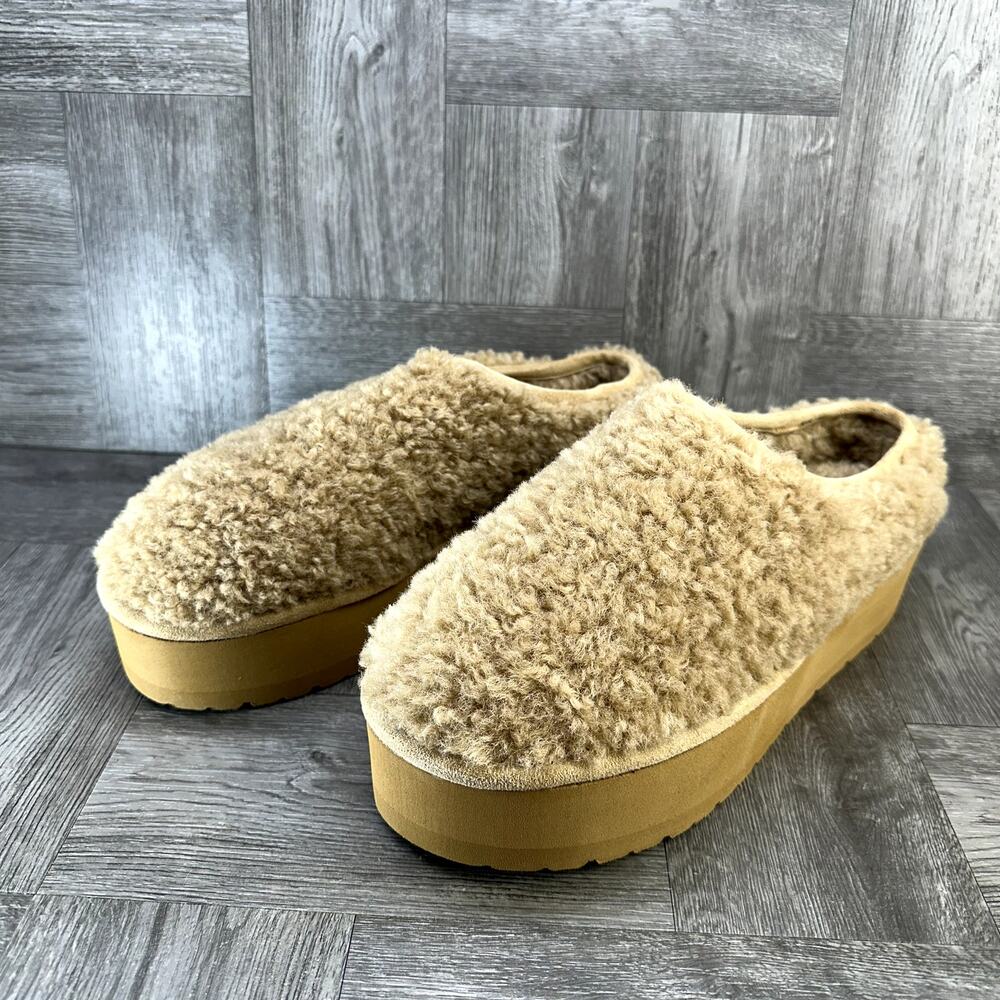 Madden Girl Womens Platform Slippers Size 9 Tan Faux Fur Mules Eazy NEW EAZY01J1 - Picture 3 of 8